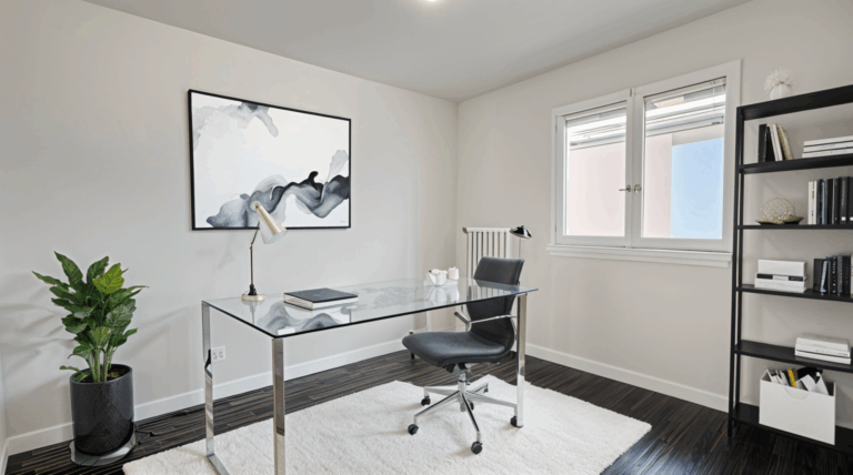 Chambre 2 - rez-de-chaussée - aménagement bureau avec IA